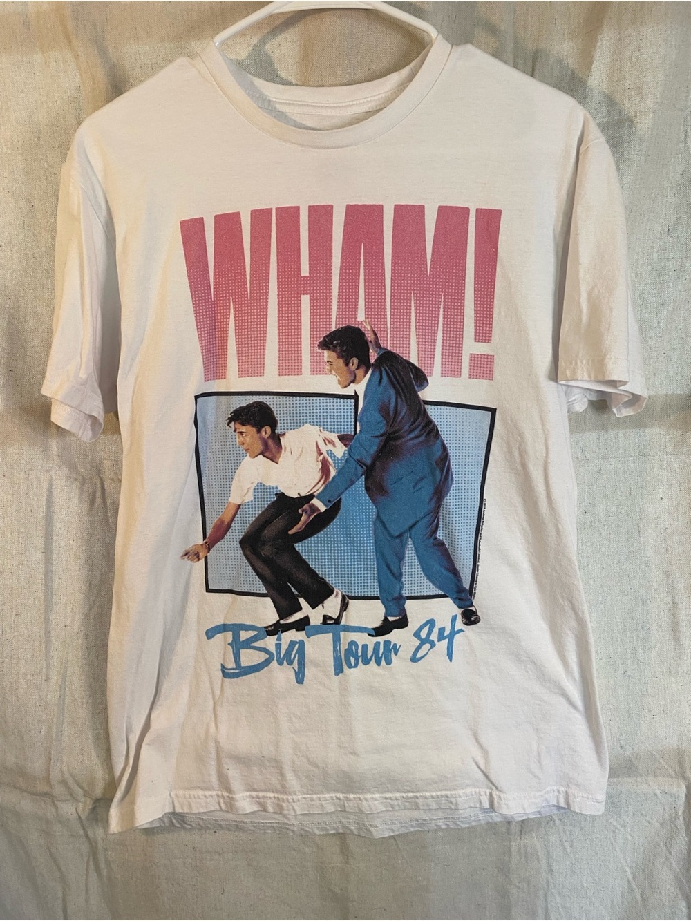 WHAM! Big Tour '84 Vintage Graphic Tee - White with Pink & Blue